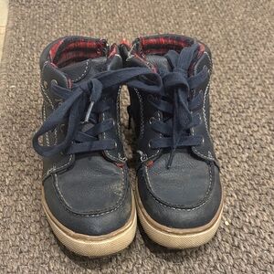 Eddie Bauer Navy and Tan Kids Lace-Up Boots